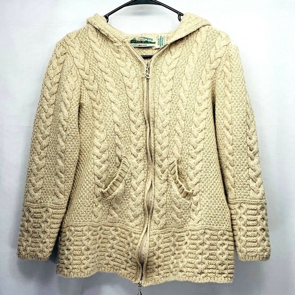 Aran Crafts Sweaters - Aran Crafts Merino Wool Cable Knit Hooded Cardigan